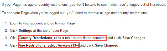 Turned Off Facebook Age And Country Restrictions